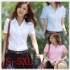 Summer V-neck professional shirts, women's formal short-sleeved shirts, professional workwear, Korean version white-collar work clothes, white shirts details Picture